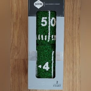 Dashing Astroturf Can Koozie Set of 2 Football Field With Yard Lines New in Box